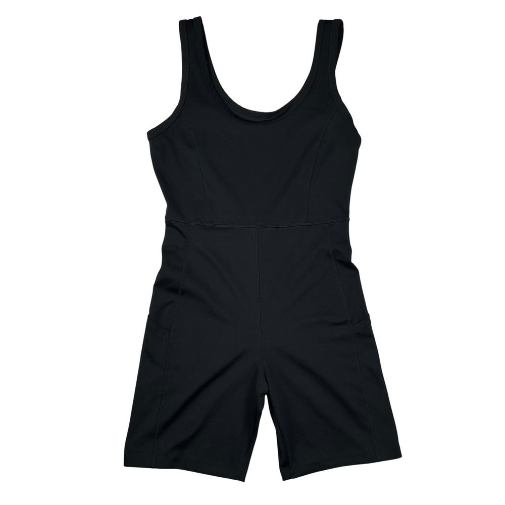 No Boundaries Women Black Sleeveless Athletic Romper Bodysuit Pockets Size M 7-9